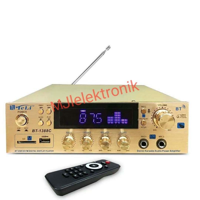 Teli BT-1388C Bluetooth Karaouke  Amplifier dukungan USB SD Fm radio microphone