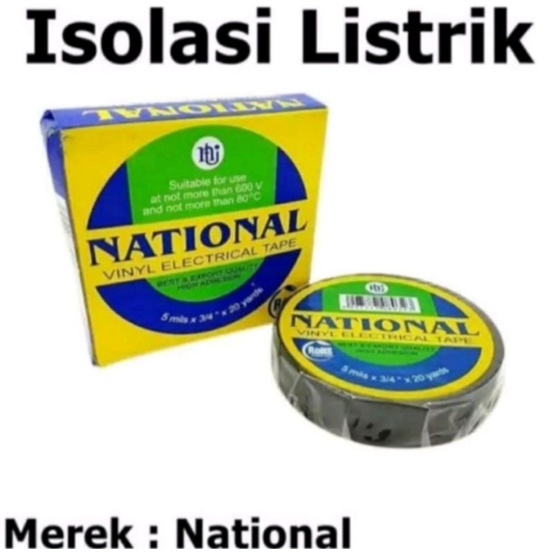 Solasi Hitam National 3/4 INCI 20 Yard Selotip