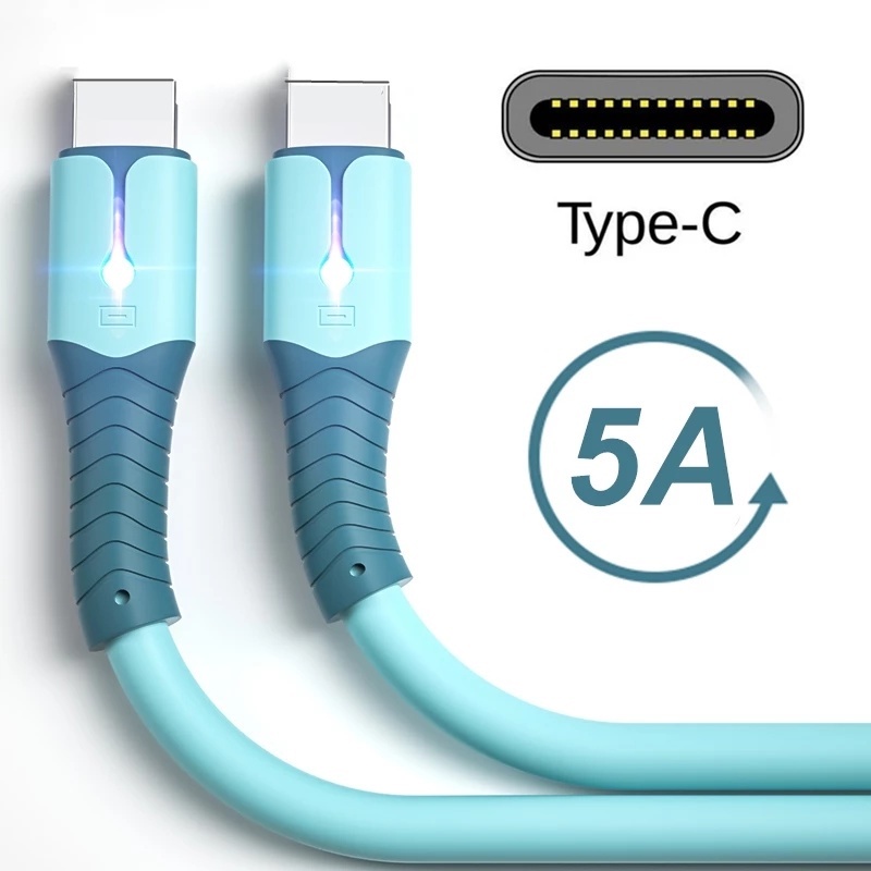 Kabel Data / Charger USB Tipe C Fast Charging 5A Bahan Silikon Untuk Android
