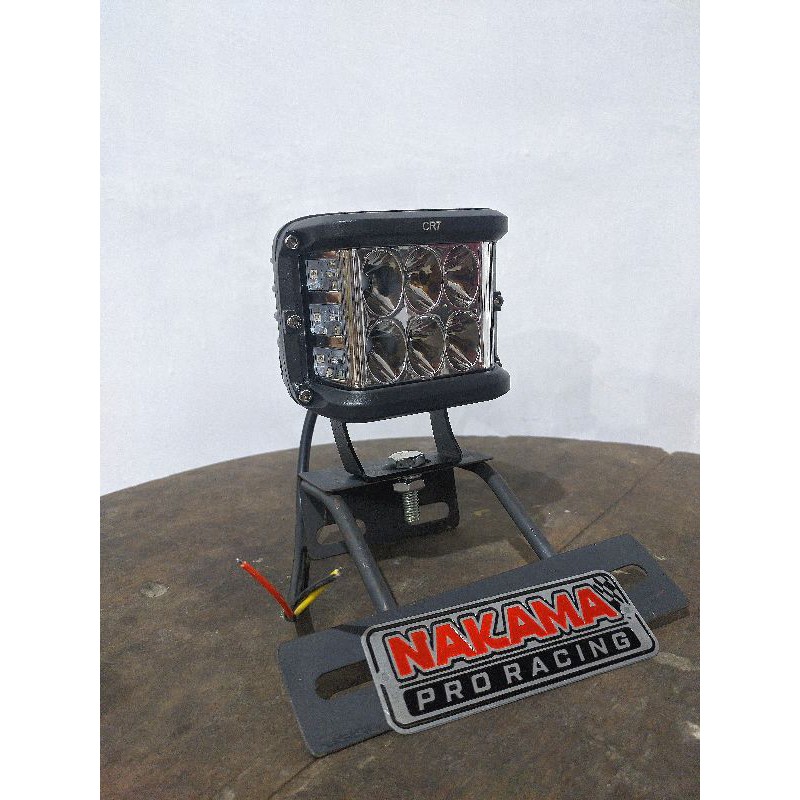 Breket dudukan plat nomer breket lampu rx king plus lampu tembak sorot CR7 LED Strobo