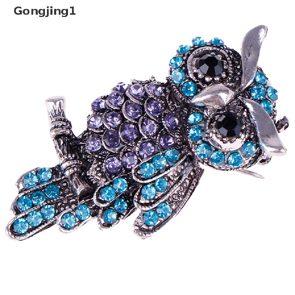 Gongjing1 Bros Bentuk Burung Hantu Bahan Zinc Alloy Aksen Berlian Imitasi Untuk Wanita