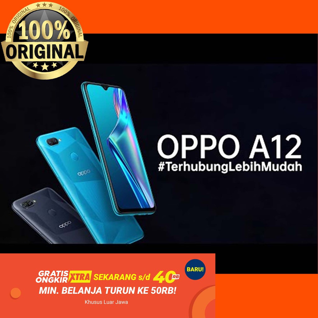 OPPO A12 3/32 GB / ORIGINAL DAN GARANSI RESMI OPPO / HANDPHONE TERLARIS