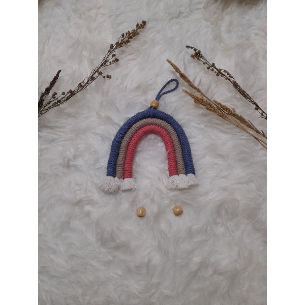 macrame rainbow, gantungan tas