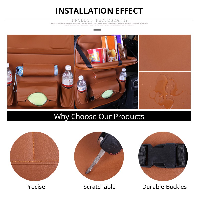 [COD] New Upgrade Car Seat Organizer Foldable Table | Tempat Meja Mobil Premium Leather