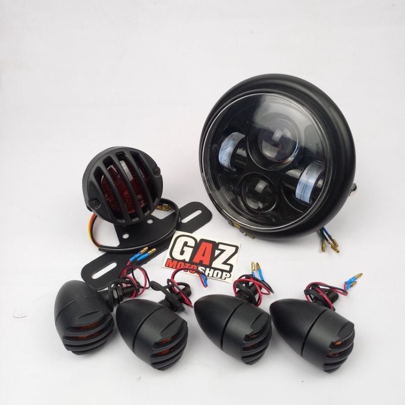 Paket Lampu Japstyle Grill Headlamp Stoplamp Sein Sen Tralis Lampu Stop Reteng CB Custom