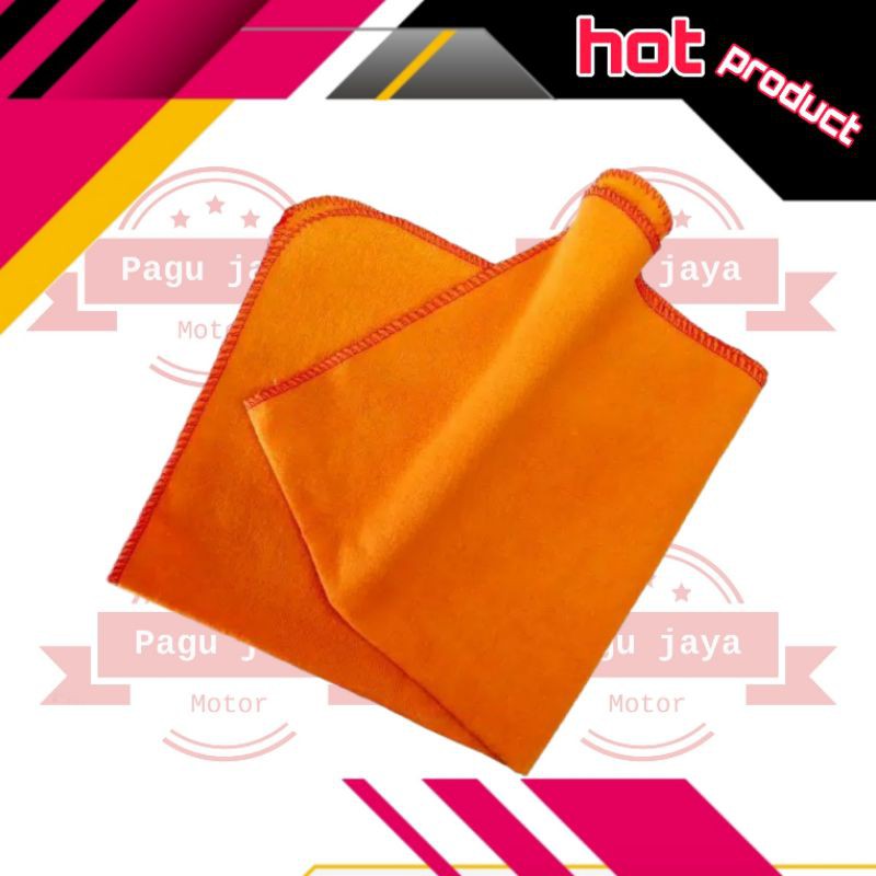 Kain lap microfiber HONAGA orange super halus aman untuk body motor mobil ukuran 37x37 cm