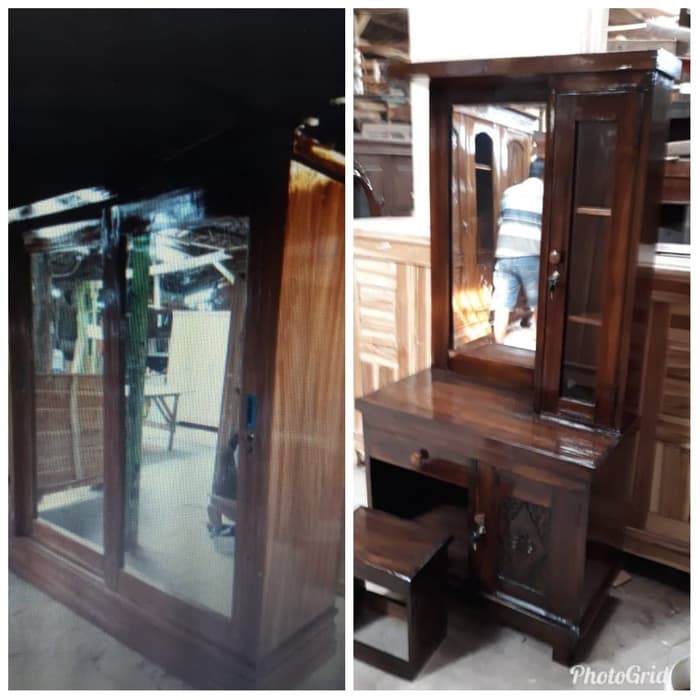 lemari 2pintu jumbo jati+meja rias jati asli