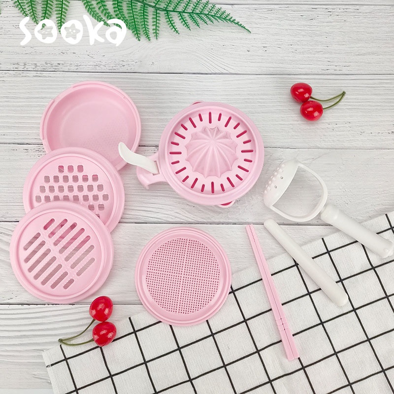 SOOKA Baby Food Maker Grinding Bowl Alat Pembuat Makanan Bayi Saringan Makanan Anak Baby Safe Food Maker Mpasi 9pcs SK-ECB1052