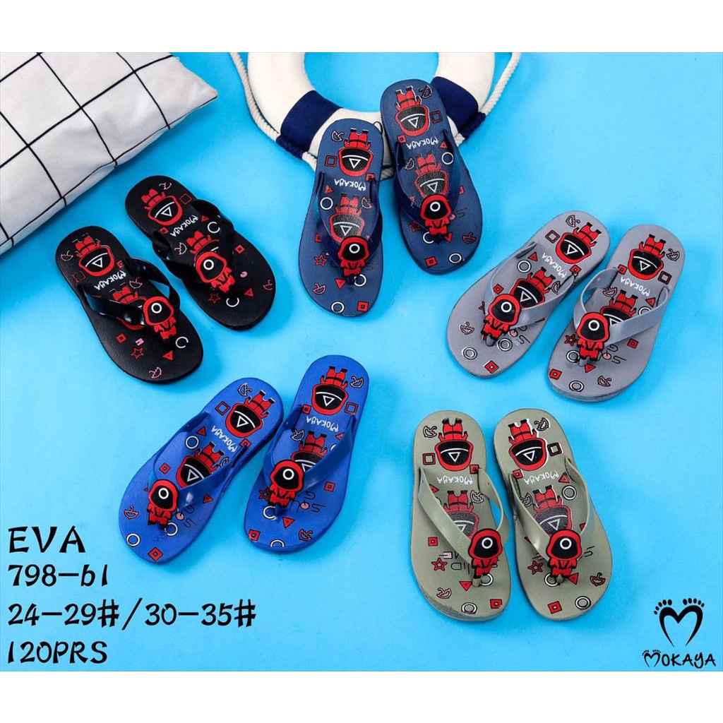 Sandal Jepit Eva Anak Cewek Cowok Korea Squid Game Red Keren Cute Import Mokaya / Size 30-35 (798-b1)