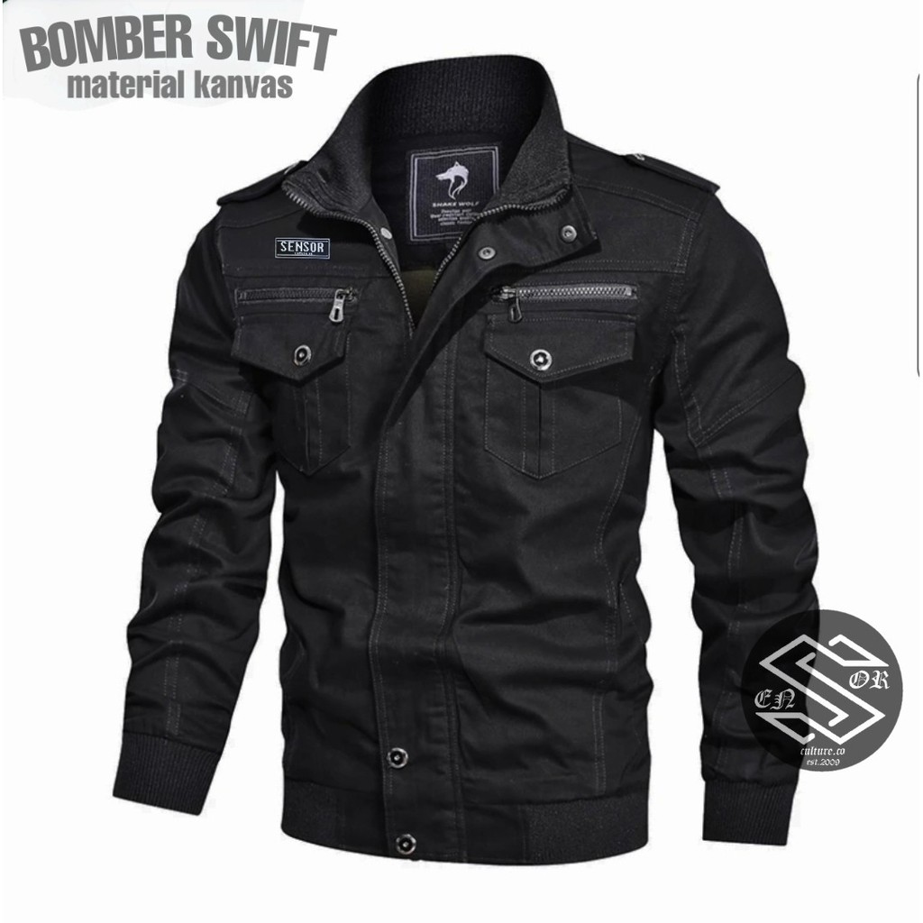 TERBARU BAYAR DITEMPAT!!! Jaket Bomber Swift Pria Jaket Bomber Canvas Jaket Bomber Pria Trendy COD