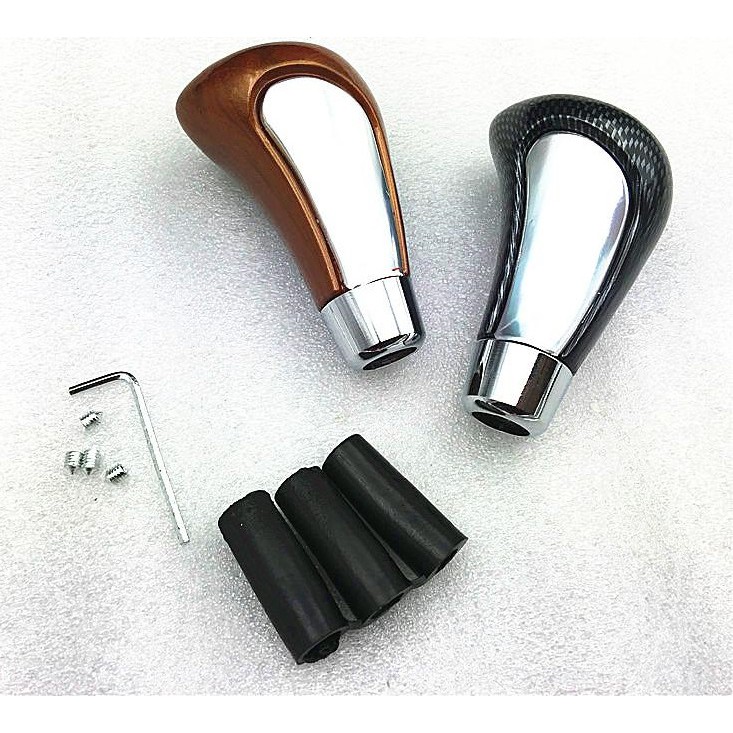 MANUAL / AUTO Shift Gear KNOP Motif KAYU dan KARBON Pegangan Tuas Pemindah GIGI MOB