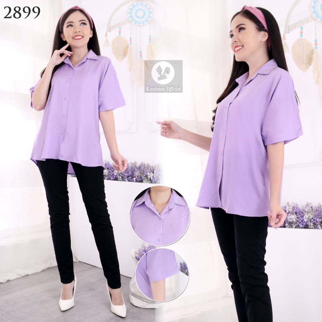 KEMEJA WANITA POLOS LENGAN PENDEK BASIC KATUN RAYON 30s -2899--5