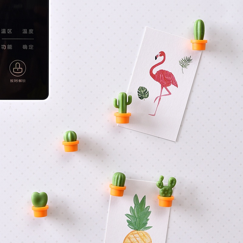 [ 6pcs/set Creative cactus fridge magnet Decoration for  Home kitchen Living Room Bedroom ]