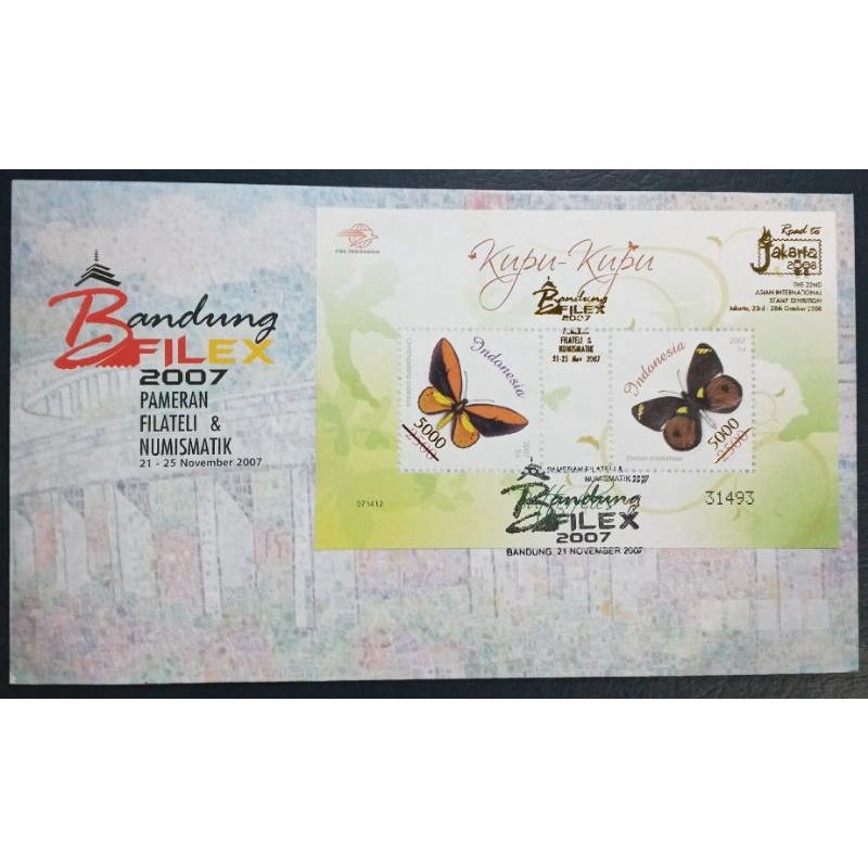 

Sampul Pameran Bandung Filex 2007 Dengan Souvenir Sheet Kupu-Kupu Yang Dicetak Tindih