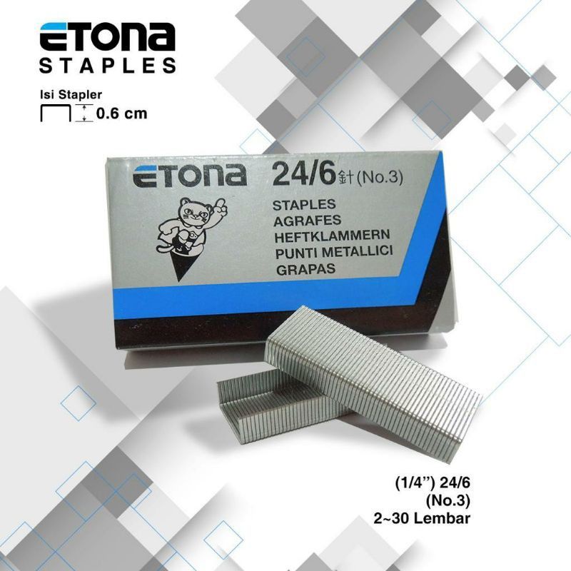 

Staples / Isi Staples Etona No 3 / 24/6 (1box/20kotak)