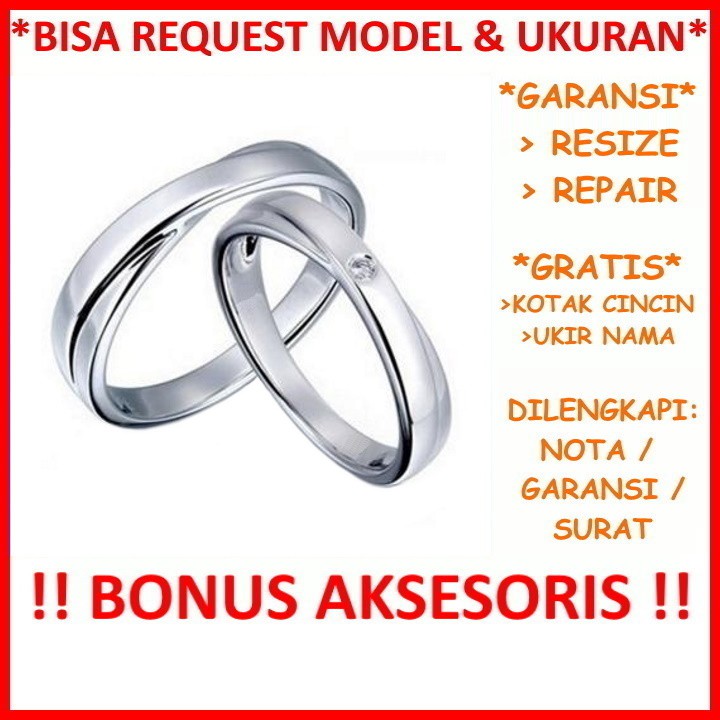 Gratis Ukir Nama Garansi Silver Asli Bisa Pesan Model Cincin Kawin Couple Perak Tunangan Nikah Id523