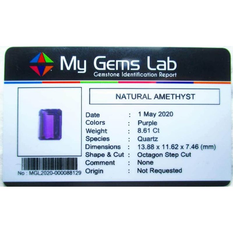 NATURAL MEMO AMETHYZ QUARTZ OCTAGON LUSTER