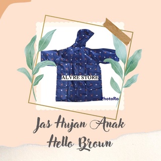 Jas Hujan Anak Motif Line Brown Import 85001  - Mantel Mantol Anak Umur 2-4Thn