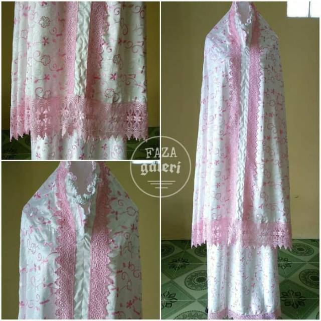 Mukena Bordir Sutra Renda Pink