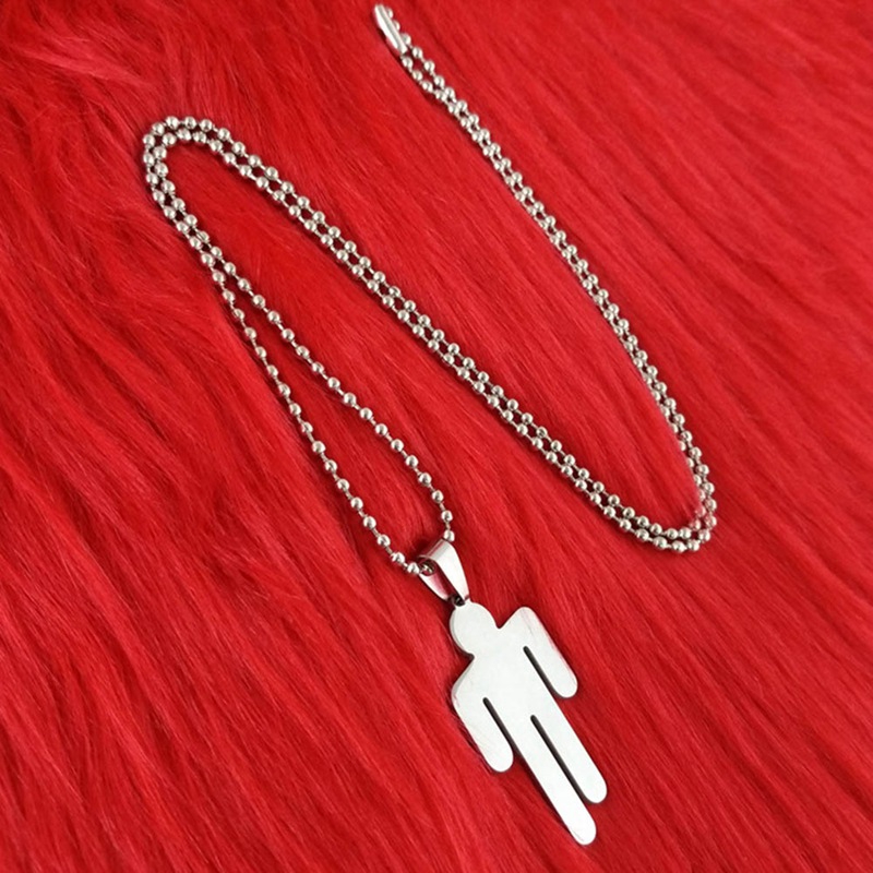 Fancyqube Billie Eilish Pendant Necklace Round Strand Chain Stainless Steel Necklace