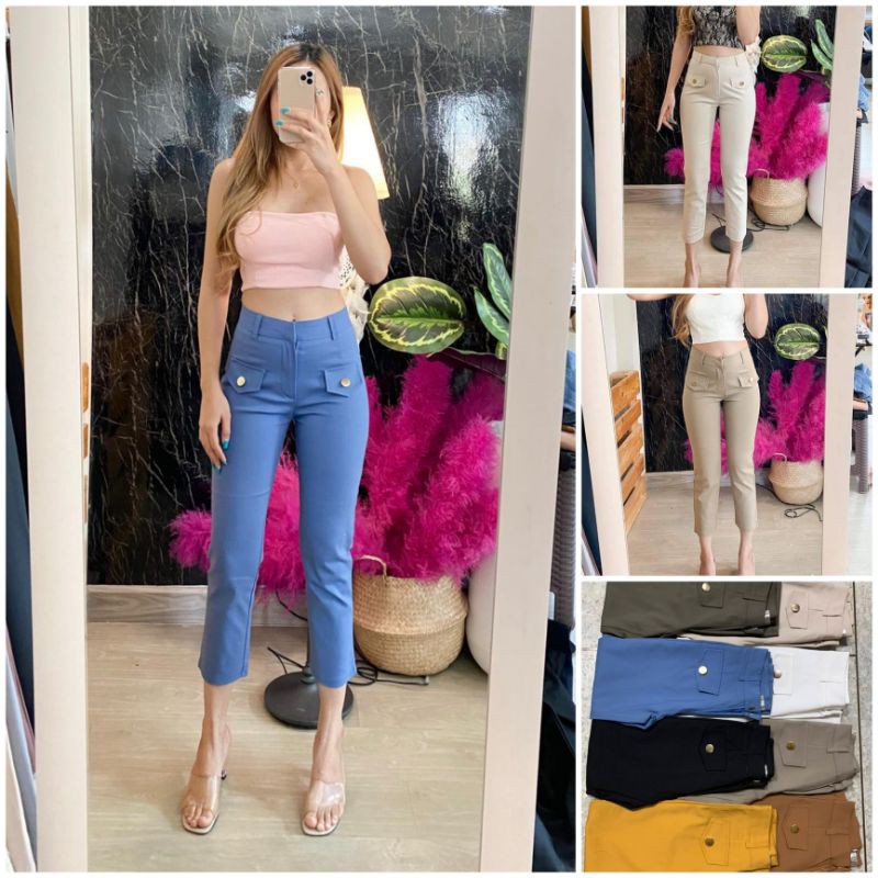 Ready New Chokdee hw 7/8 pants pocket celana wanita best seller fashion murah import bkk Bangkok