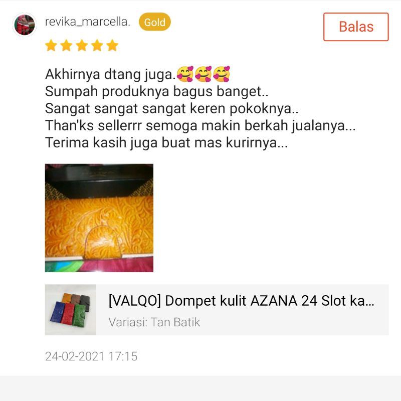 [VALQO] AZANA Batik Dompet Kulit Sapi Motif Batik 24 Slot kartu Cewek Wanita Perempuan COD