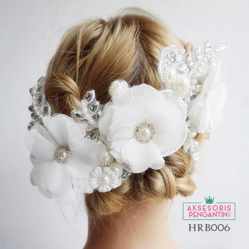 [SIAP KIRIM] AKSESORIS RAMBUT WEDDING HAIRPIECES TIARA PENGANTIN PUTIH HRB006