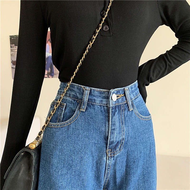 [CLEARANCE SALE] JEANS  BOYFRIEND CELANA WANITA CEWEK HIGHWAIST PANJANG BAGGY DENIM HW KULOT MX800