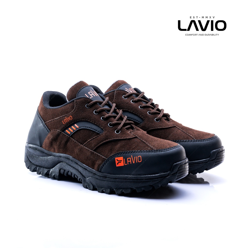 Sepatu Safety Boots Outdoor Pria Dewasa Kekinian Keren Lavio Fairy Coklat Cream Hitam