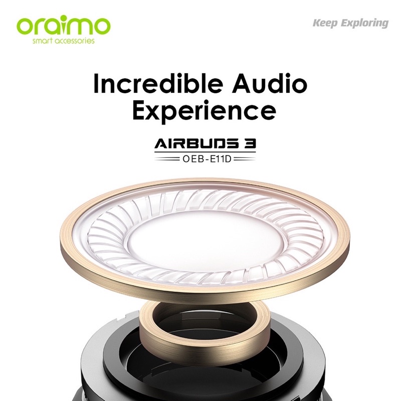 Oraimo OEB-E11D Airbuds 3 TWS Bluetooth Earphone Wireless Headset - Garansi 1 Tahun