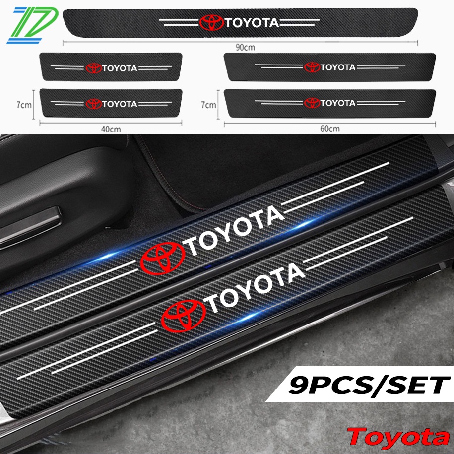 Toyota Stiker Carbon Fiber Door Sill Pelindung Anti Gores Mobil Untuk Toyota Avanza Rush Kijiang Innova Calya Razie Yaris Wish Corolla Cross