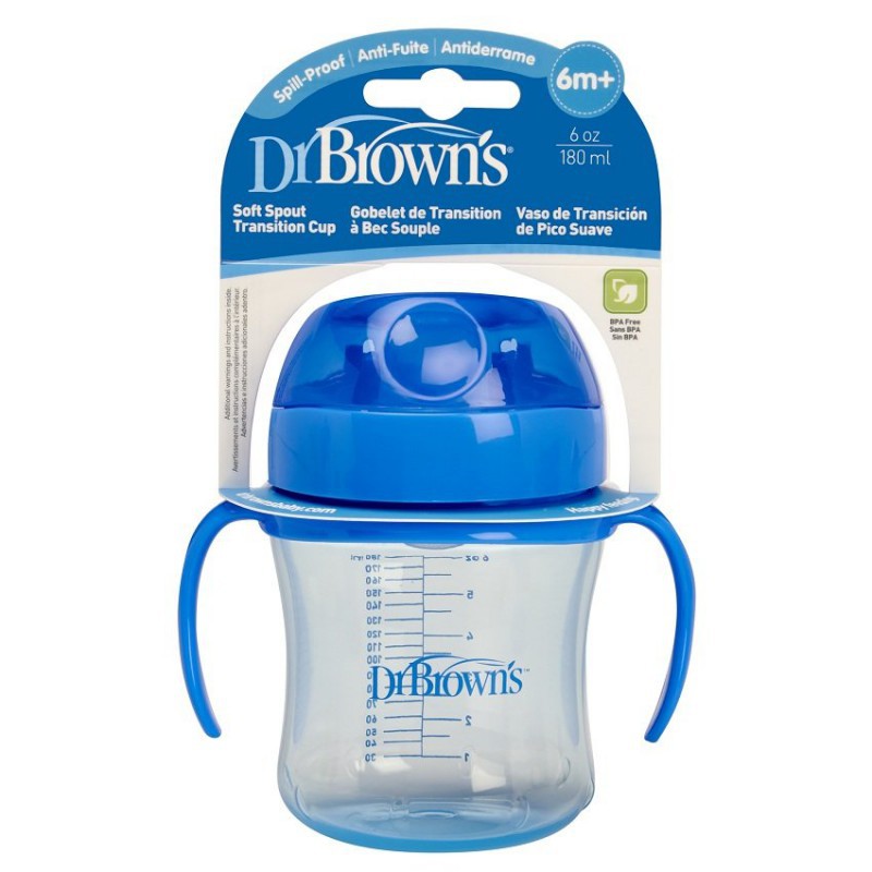 Dr. Brown's Soft Spout Transition Cup / Mangkuk Bayi 180ml - 6m+ (Tersedia Pilihan Warna)