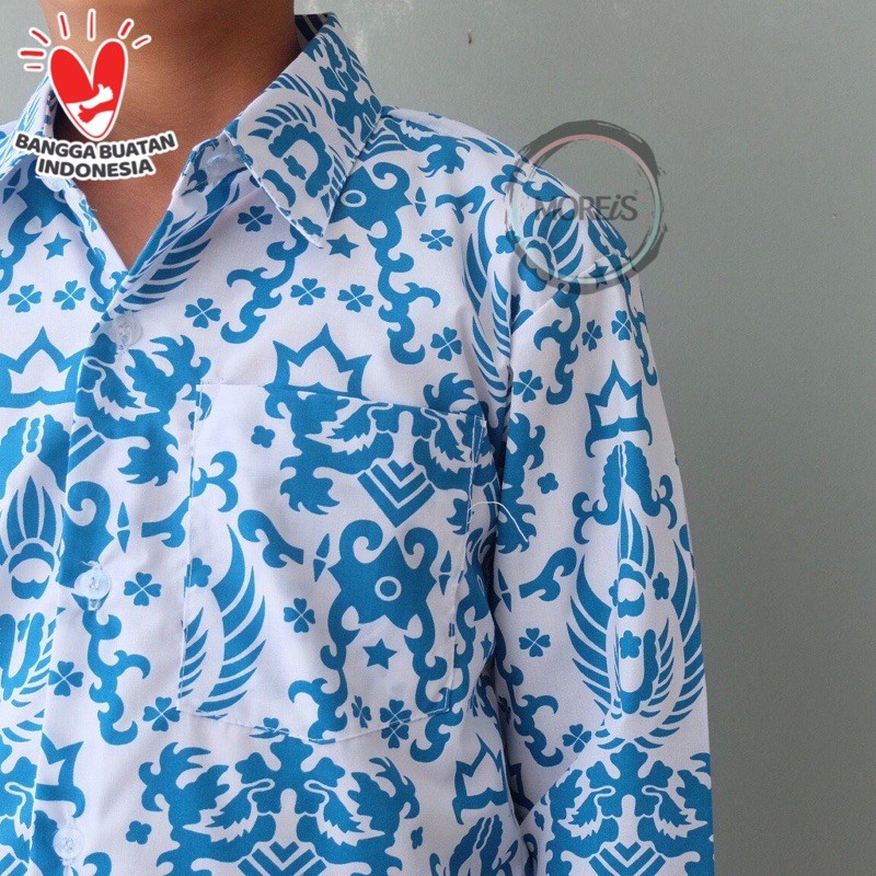 Seragam Batik Garuda Panjang Biru SD/MI/TK/PAUD