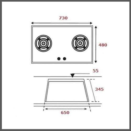 TEKA GKI LUX 73 2G - Kompor Gas Tanam Kaca 2 Tungku