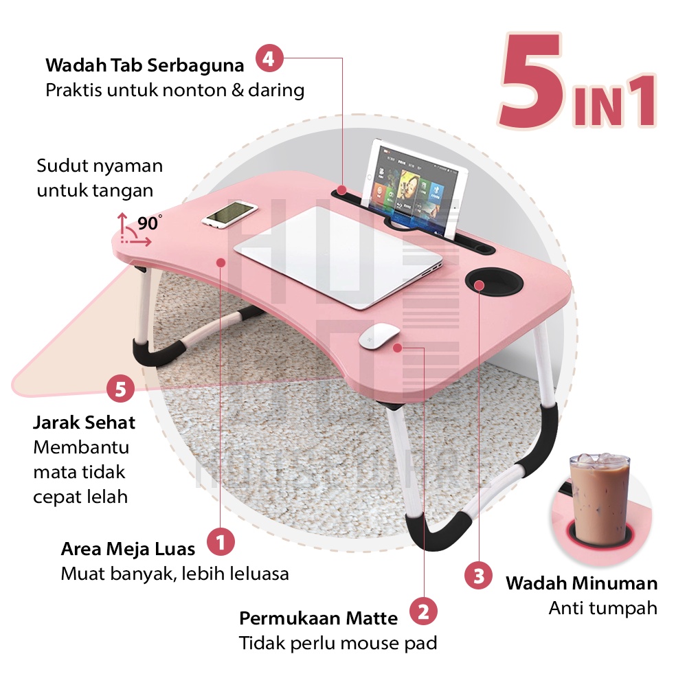 HUGO Meja Lipat Portable / Meja Laptop / Meja Belajar Anak