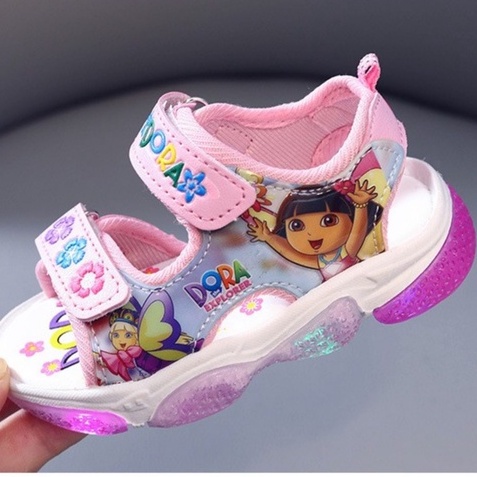 Sepatu SANDAL Anak Perempuan LED IMPORT Model Terbaru DORA THE EXPLORER / DORA 007