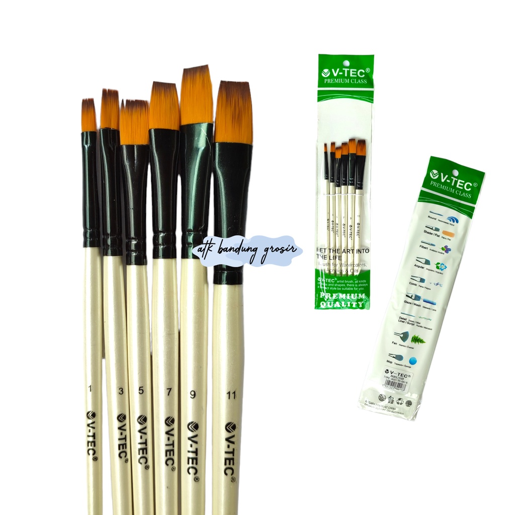 

V-Tec Brush Bahan Nilon A0017H Set 6 / Vtec Kuas Bahan Nilon Flat/ Kuas Lukis – Set6