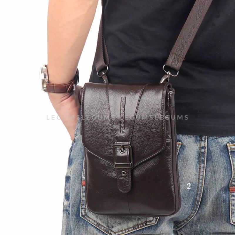 Tas Selempang Kulit Pria Ukuran Sedang Tas Kulit matte