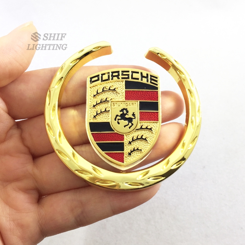 Stiker logo PORSCHE Bahan Metal Untuk Dekorasi Mobil