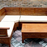 kursi tamu sudut minimalis sederhana kayu jati