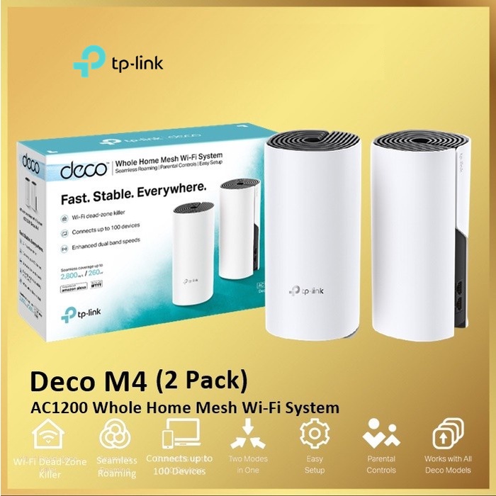 TP-LINK DECO M4 AC1200 Tplink Whole Home Mesh Wi-Fi System ( 2 PACK )
