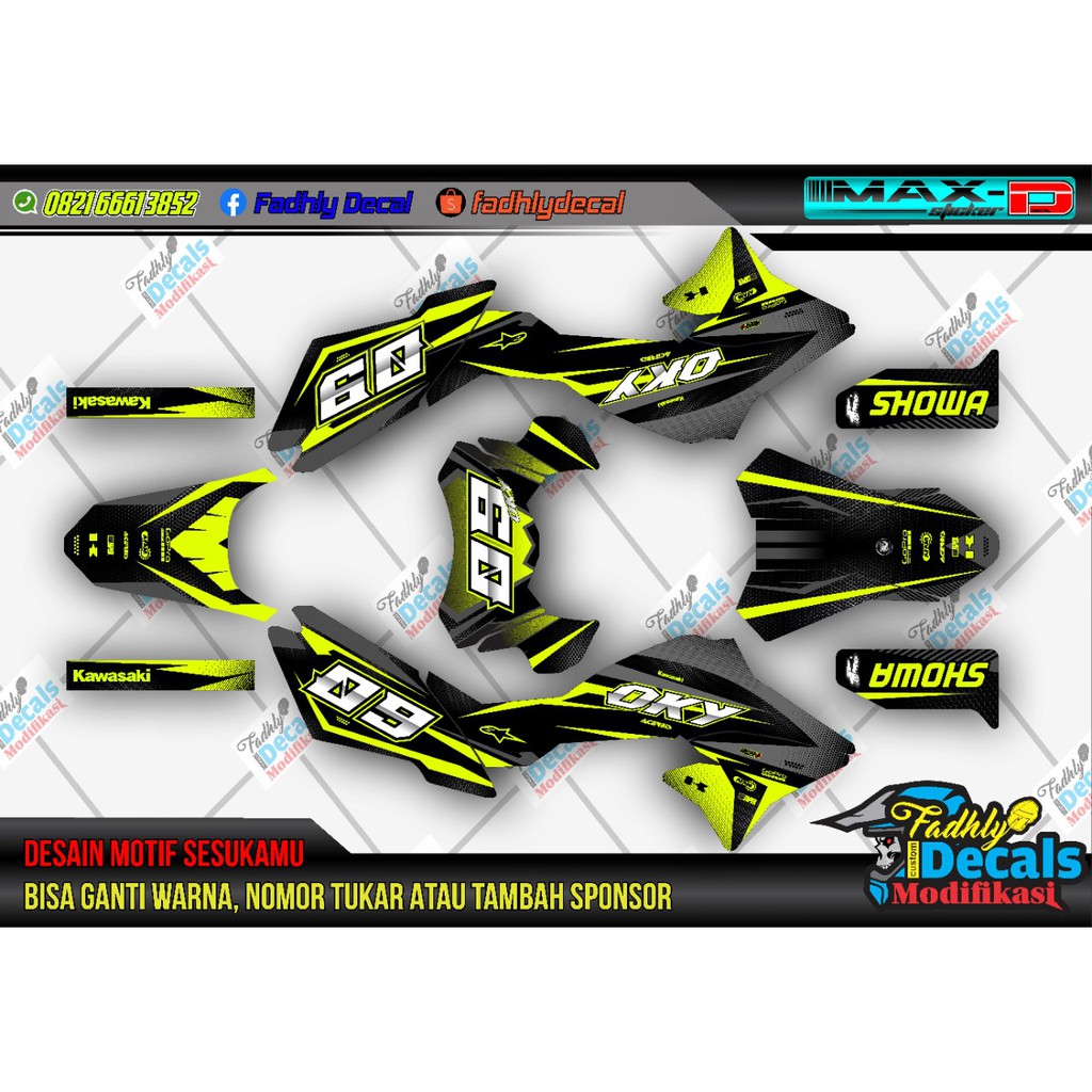 Decal KLX Dtracker New Hitam Kuning Stabilo Sticker Fullbody