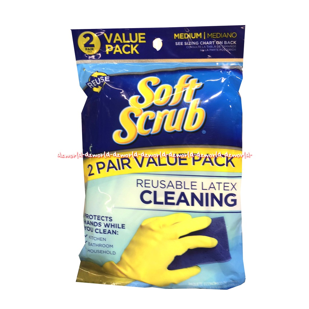 Soft Scrub Reusable Latex Cleaning Sarung Tangan Latek 2 Pasang Sarung Tangan Karet Gloves