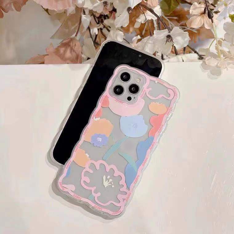 Soft Case Silikon TPU Motif Bunga Untuk iPhone 12 13 SE 6 6S 7 8 Plus X XS XR 11 Pro Max