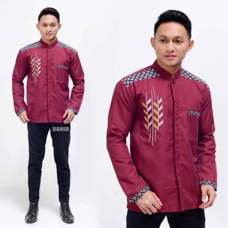 Kemeja Batik Pria Lengan Panjang Kombinasi Termurah Di Shopee M L XL