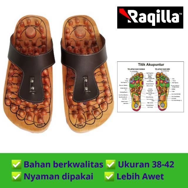 Sandal Kesehatan Refleksi Kayu Jepit Kesehatan - Raqilla