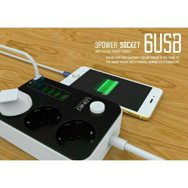 STOP KONTAK/POWER SOCKET LDNIO 6 USB PORT fast charging high Quality