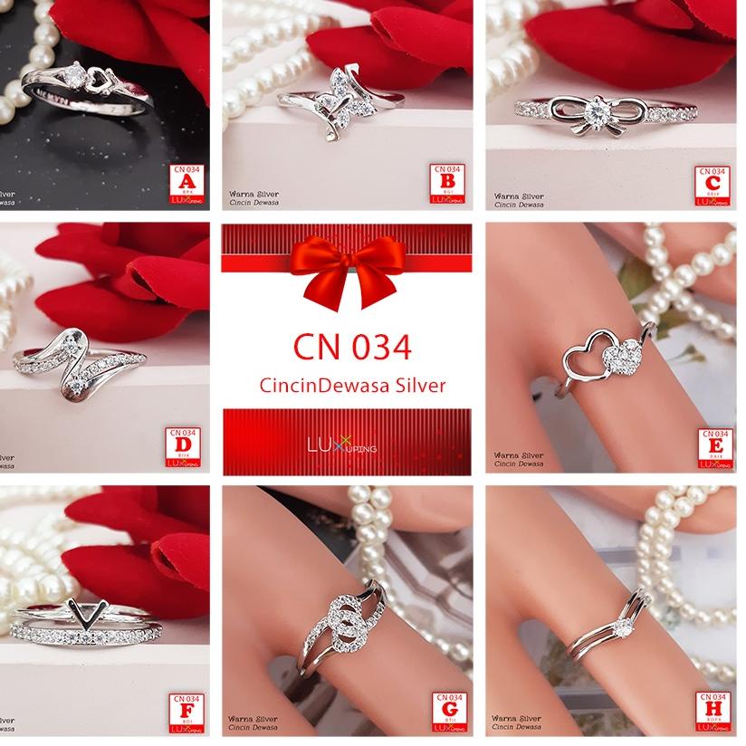 CN 034 Cincin Wanita Dewasa Lapis Emas Imitasi Perhiasan Wanita Murah Cincin Silver Cincin Emas Puti