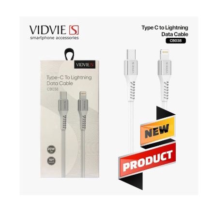 Cable type-c to lightning vidvie 1m charge sync 3A 20w fast charging cb038 cb-038 - Kabel data 100cm 1 meter