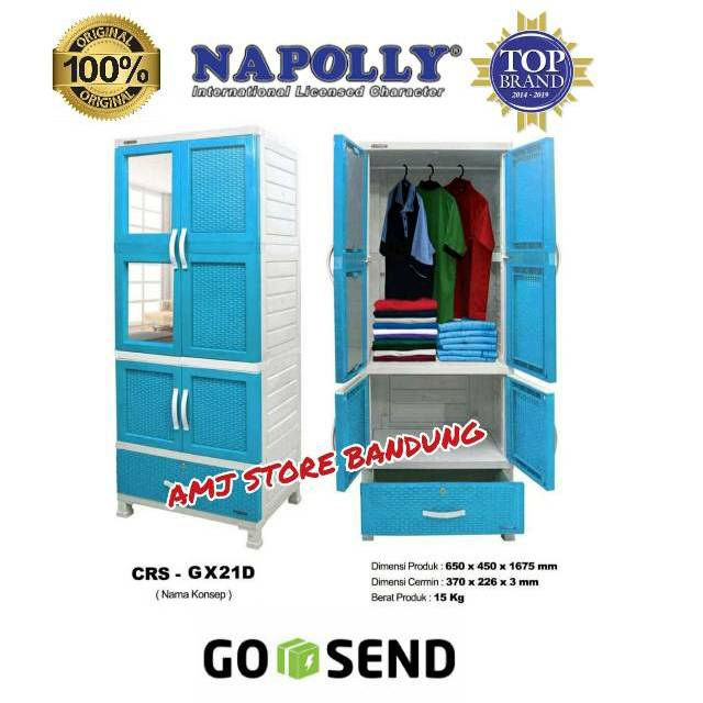 (READY STOK)LEMARI BAJU  NAPOLLY EXSEL Plastik GANTUNG MURAH Bandung  GO-SEND  CRS GX 21 D